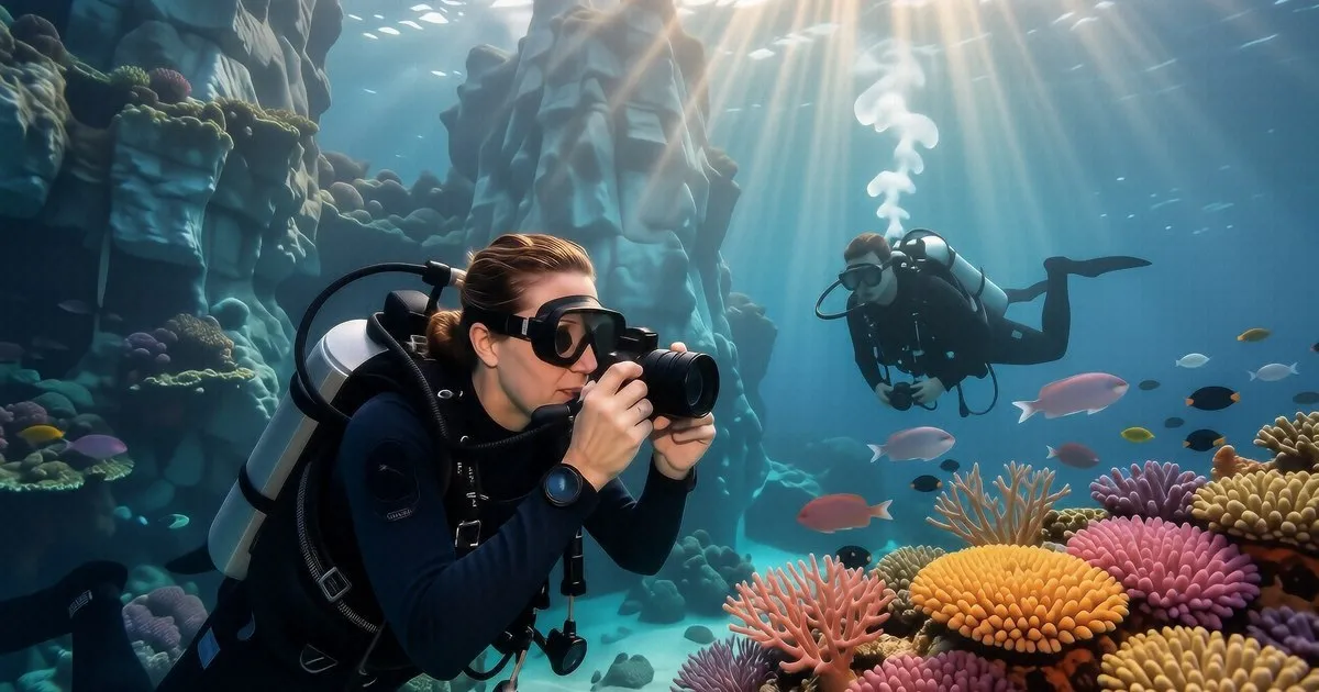 A close up of a diver checking their oxygen sensor and pressure gauge on a boat in Koh Tao.