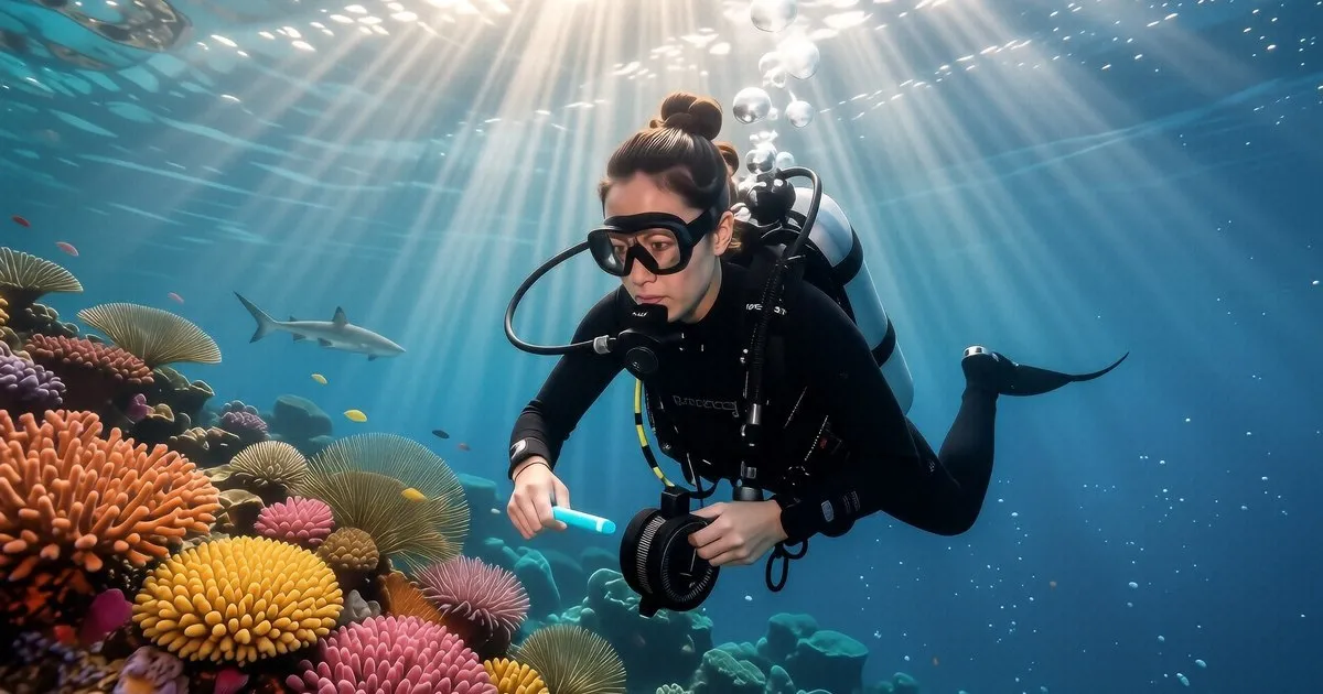 A diver uses an Olympus TG-7 with a red filter to photograph a nudibranch at 12m depth in Anilao.