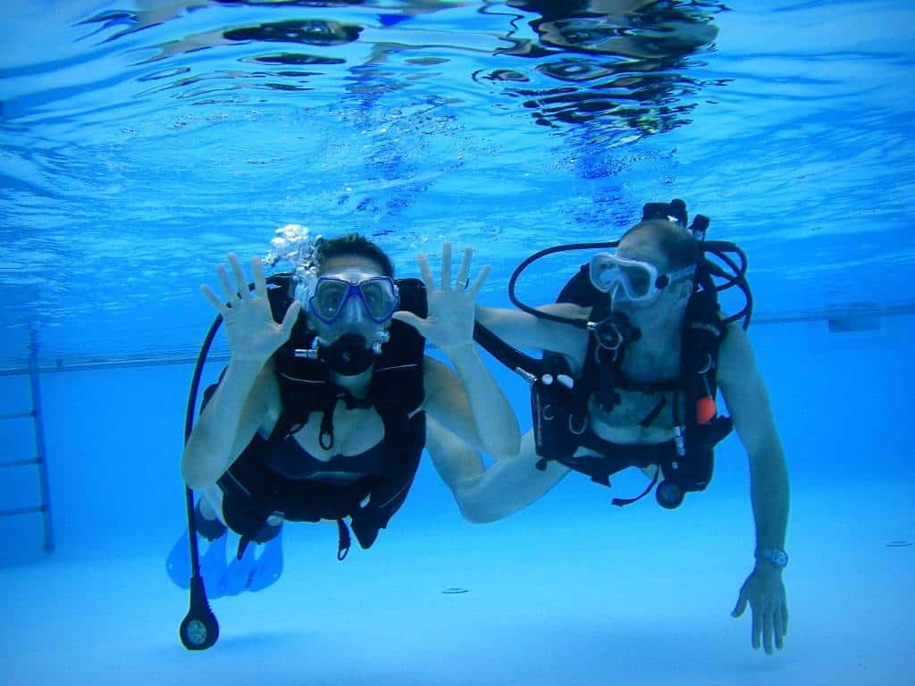 Diving in the pool