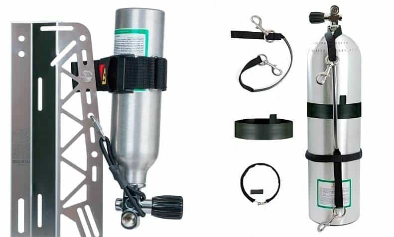 Diving cylinder fixing systems